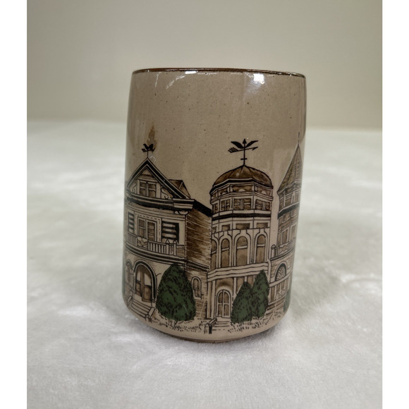 Vintage Otagiri? Mug Made In Japan Victorian Street Scene Row Houses 5" Charity - Picture 2 of 9